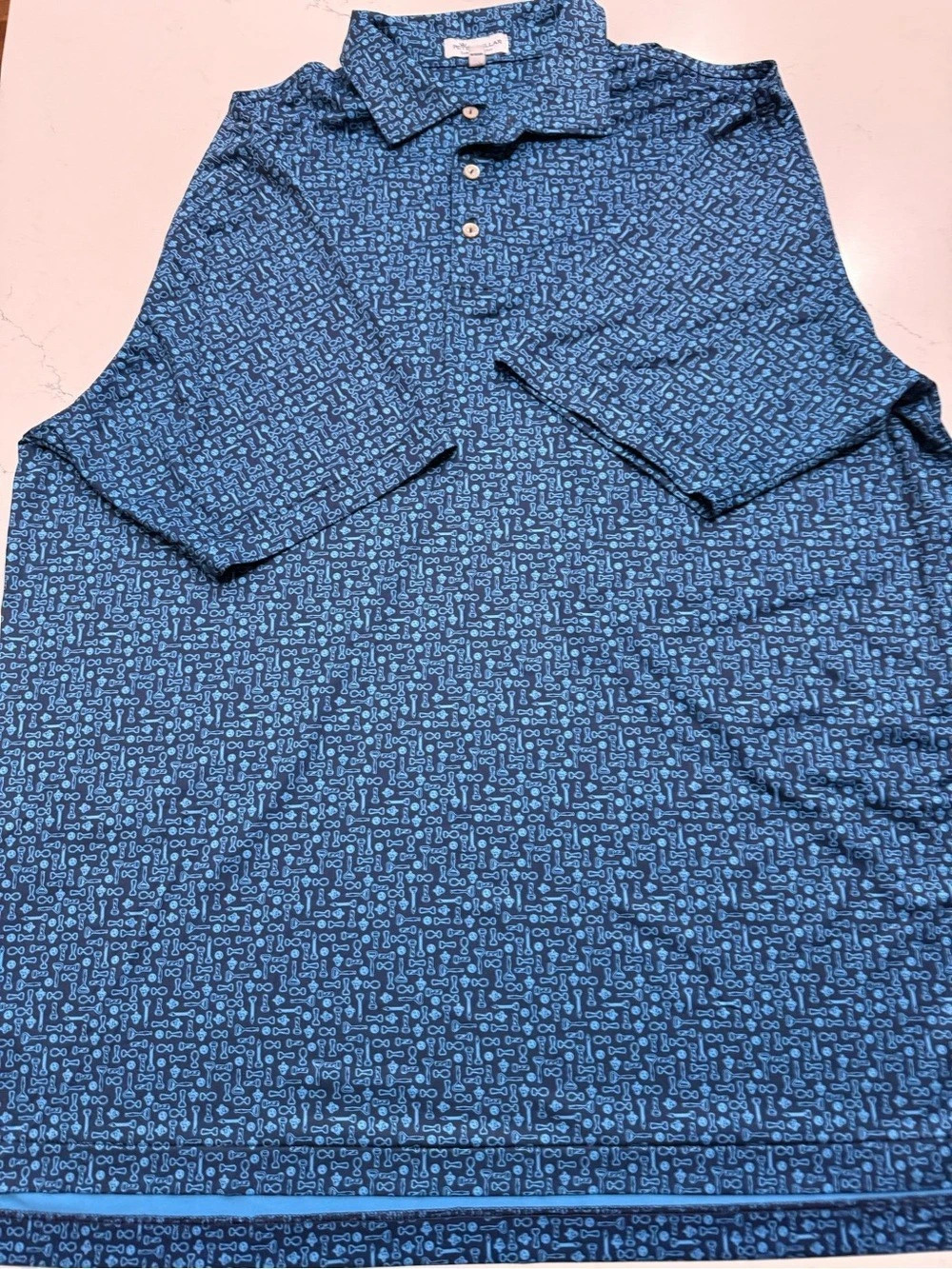 Peter Millar Summer Comfort Performance Jersey Polo Men's Geometric Polo Blue si